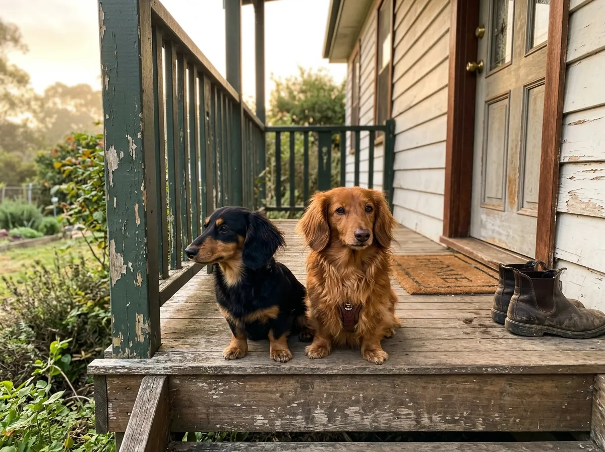 Loretta Mabry at home with their miniature long-haired Dachshund