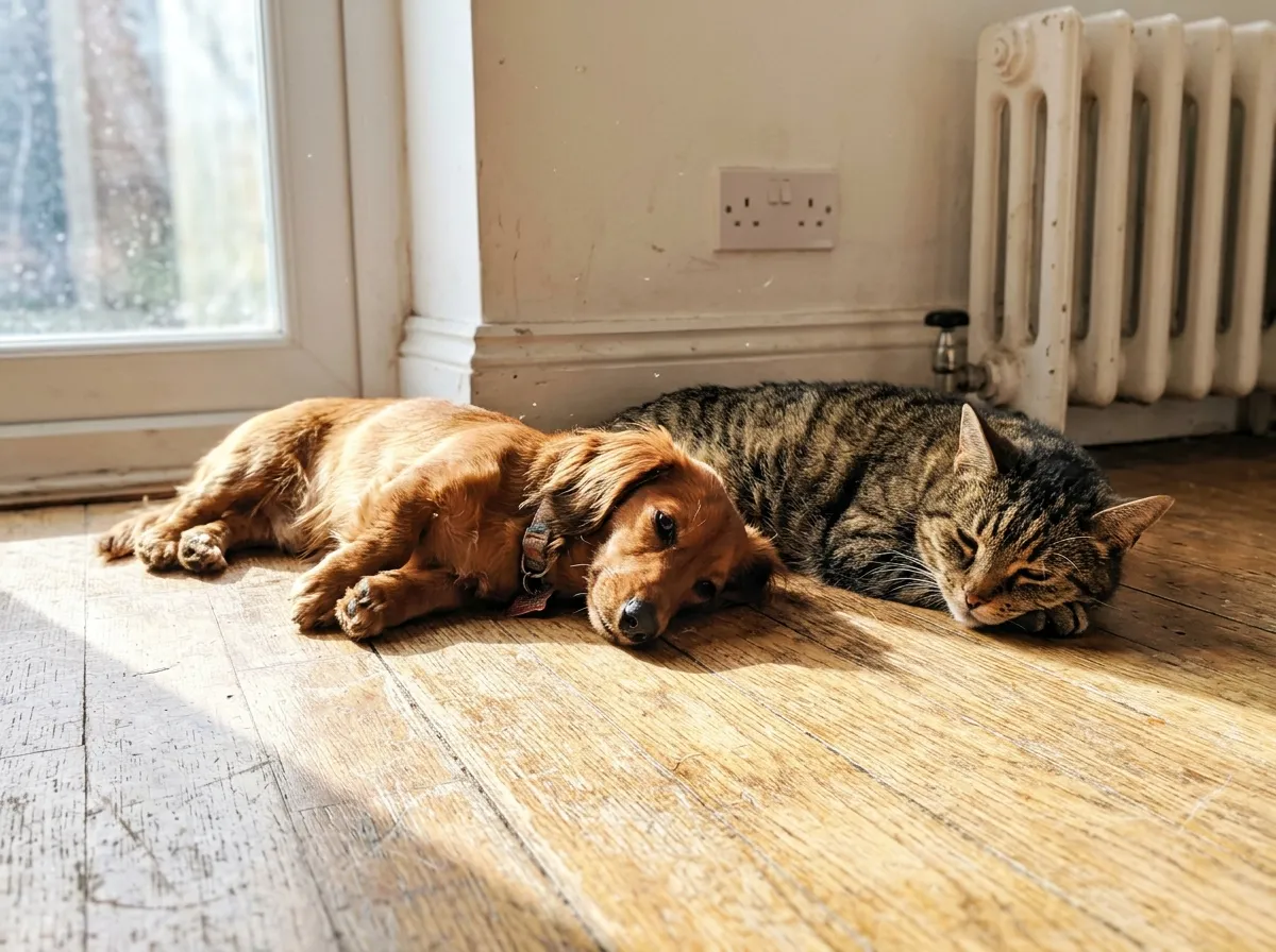 Simone Etheridge at home with their miniature long-haired Dachshund